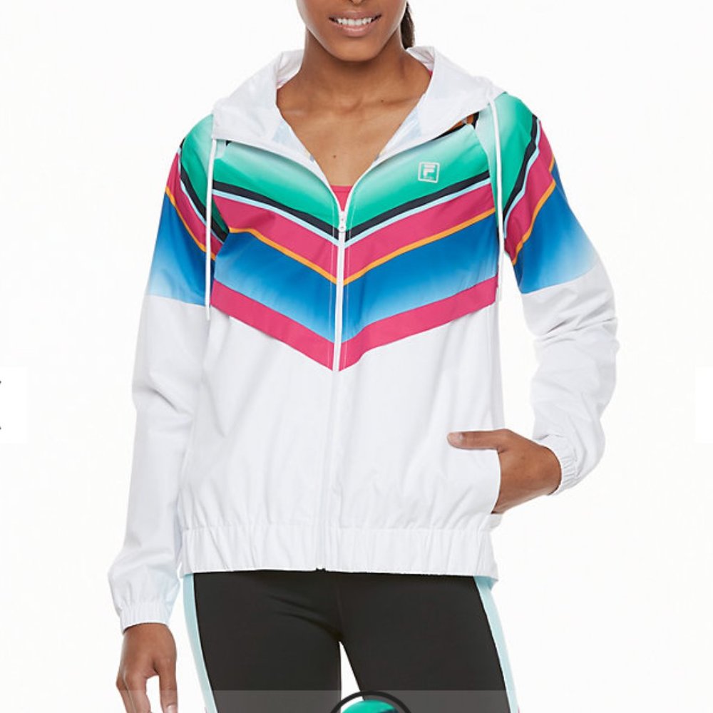 Fila Sport Raglan Windbreaker Jacket White Medium